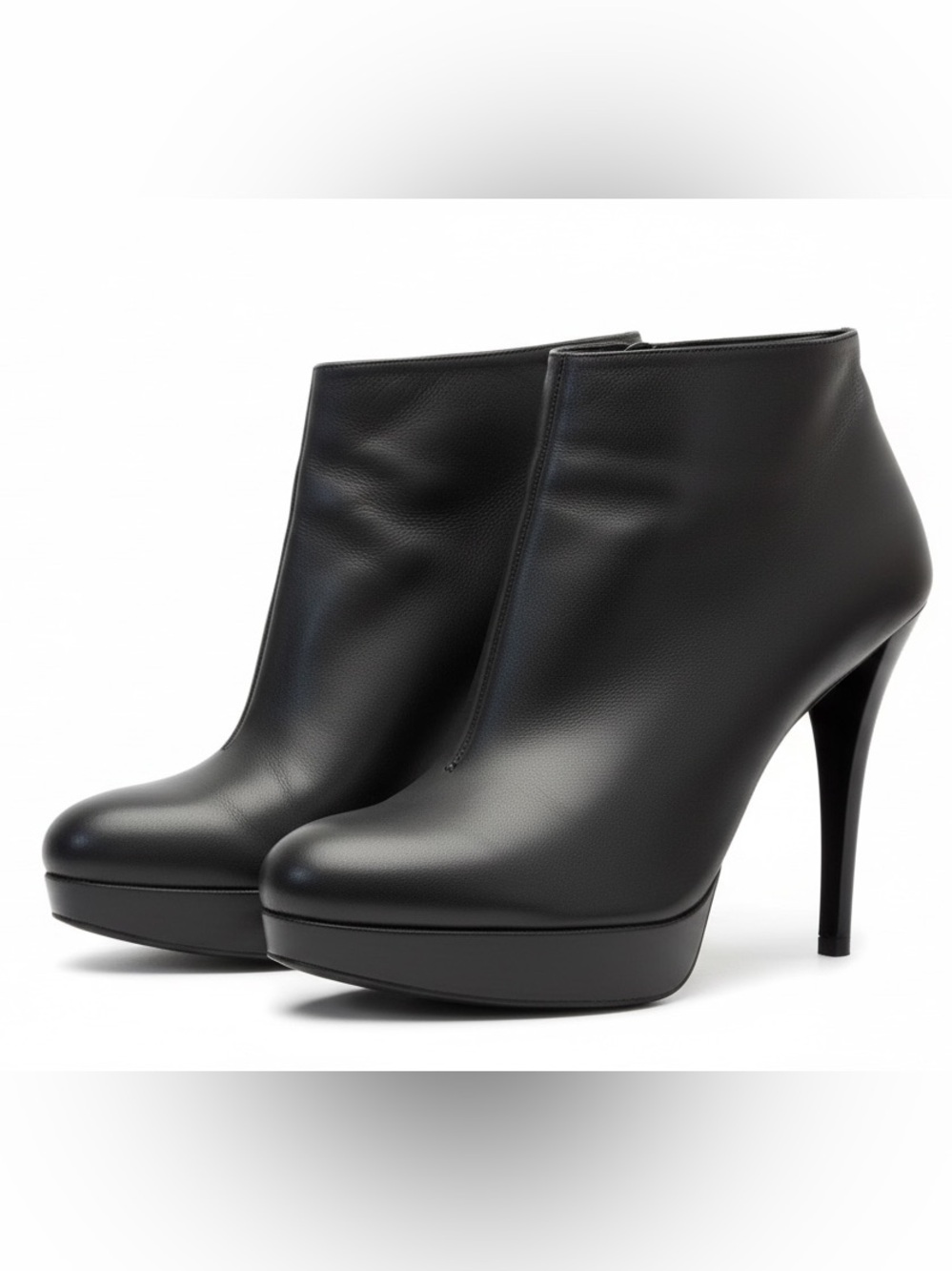 Stuart Weitzman Gran Bootie Black Leather Platform Stiletto Y2K Office Siren 9.5